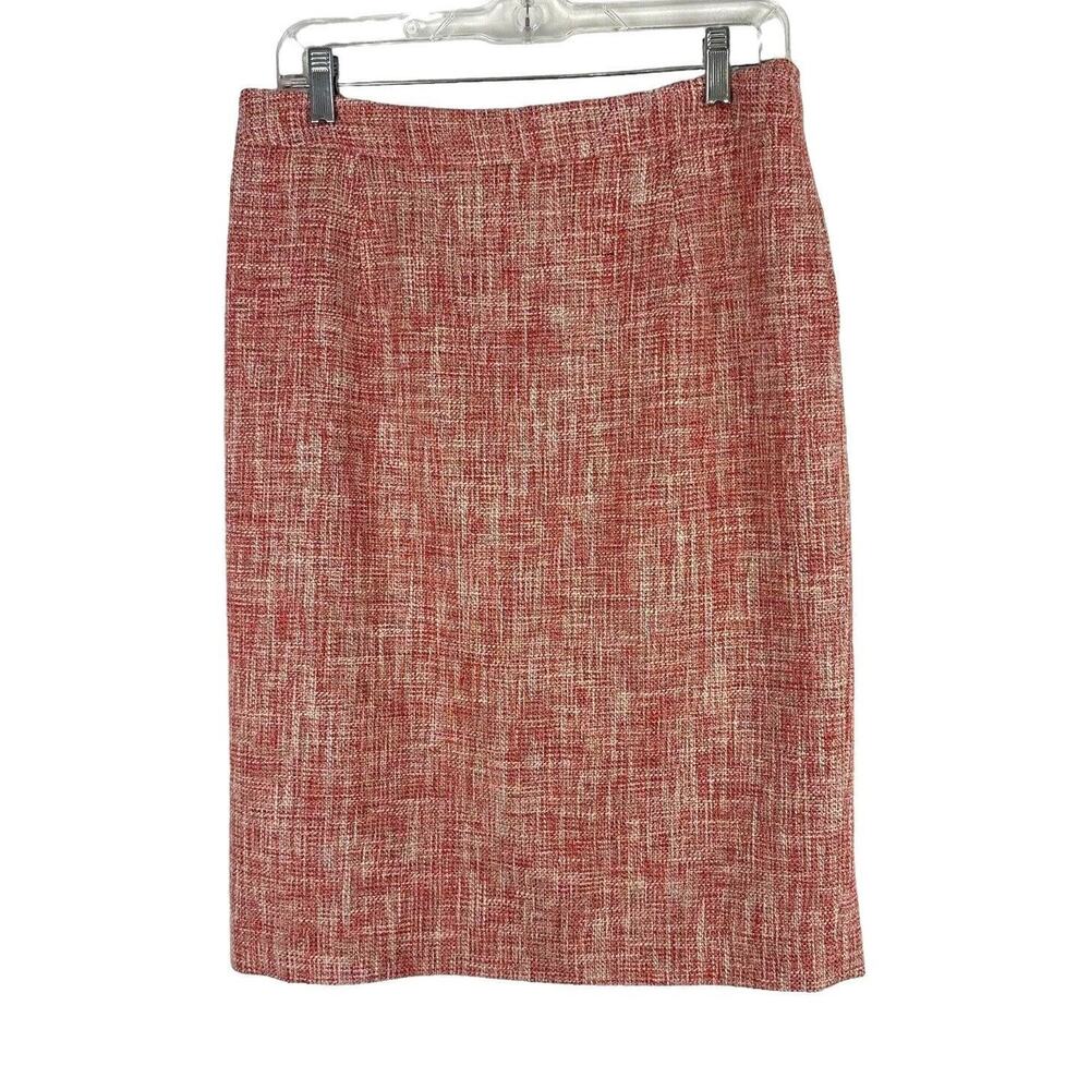 Pendleton Tweed Pencil Skirt‎ Lined Womens Size 8 Hem Slit Cotton Blend Orange